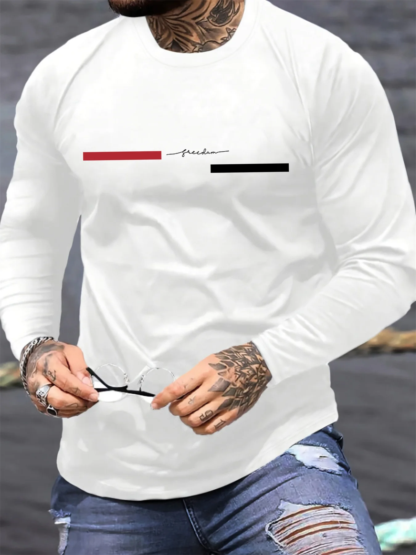 Red black Line men's long slee - Summer Clothing Essentials recension och pris